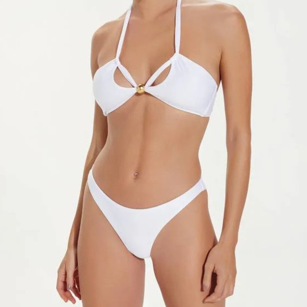 👙 EUC WHITE BRENDA TOP AND BASIC CHEEKY BOTTOM - SMALL 👙